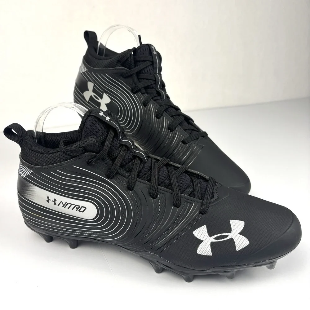 Under Armour Nitro Football Cleats Black White Men's Size 10.5 NWOB 3000181-001